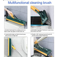 Floor Brush- 2 In 1 Long Handle Wiper Stiff Bristle Floor Brush