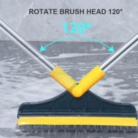 Floor Brush- 2 In 1 Long Handle Wiper Stiff Bristle Floor Brush